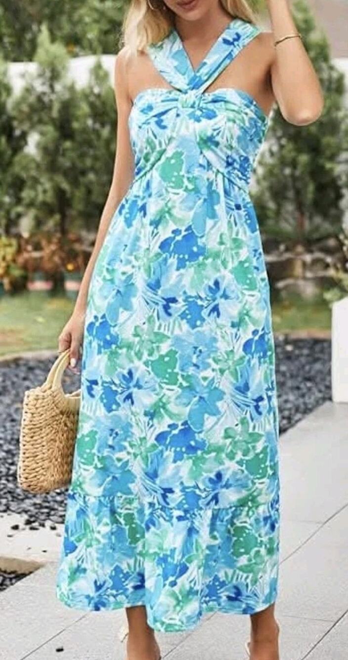 Grace Karin Women's‎ Criss Cross Halterneck Sleeveless Summer Dress Size M #722